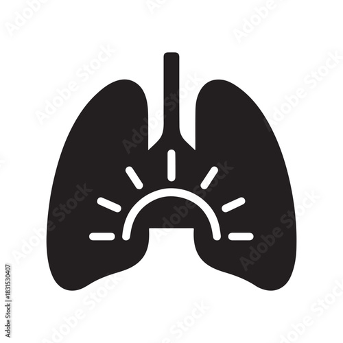 Illustration of healthy lungs with a radiating sun symbol representing lung health and respiratory well being