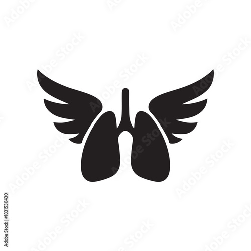 Lung Health Symbol with Wings Promoting Respiratory Wellness and Airway Freedom and Empowerment Through Breath