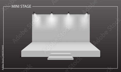 3d illustration mini stage empty backdrop, Vector Illustration