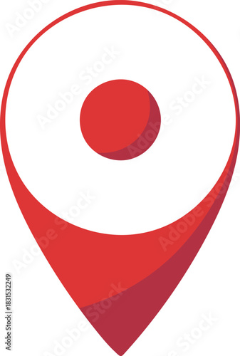 clean red location pin icon, modern flat vector symbol design