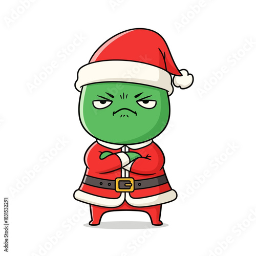 Grumpy Christmas Creature: A Cartoon Depiction of Holiday Discontent and Irritation
