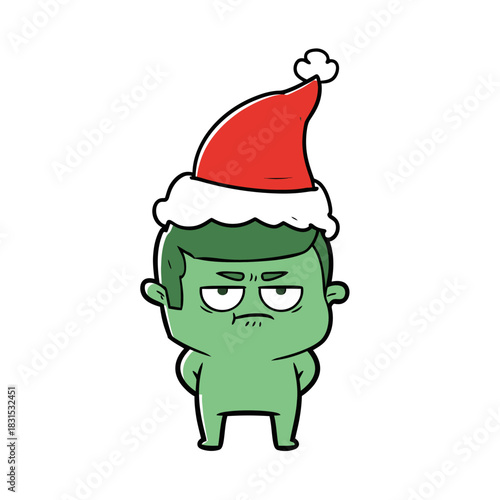 Festive Grump: A cartoon depiction of holiday dissatisfaction and comical discontentment in vivid