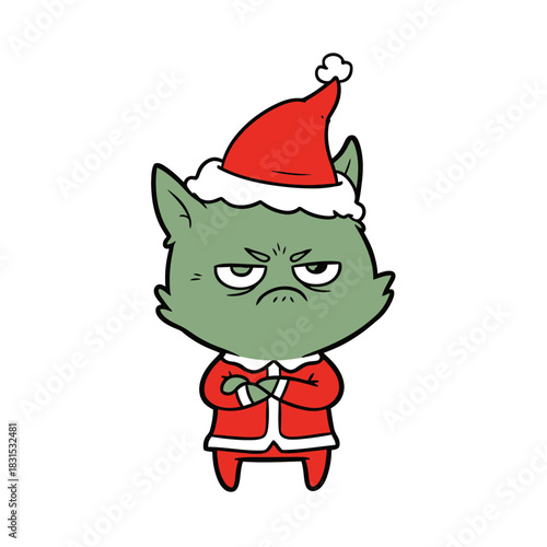 Festive feline grumpy christmas celebration with a hint of mischief and playful defiance