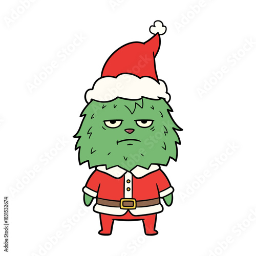 Disgruntled christmas tree cartoon character ready for the holiday season design