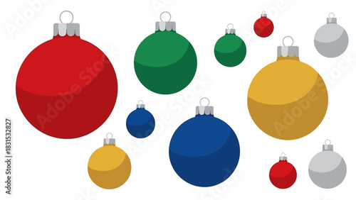 Collection of colorful Christmas ornaments, celebrating the holiday season with festive decorations