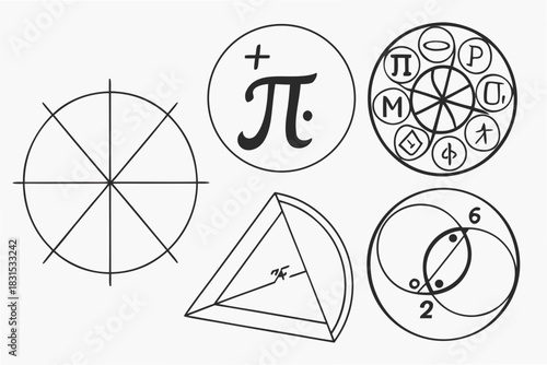Collection of Mathematical Symbols and Geometric Shapes Hand Drawn Style mathematics