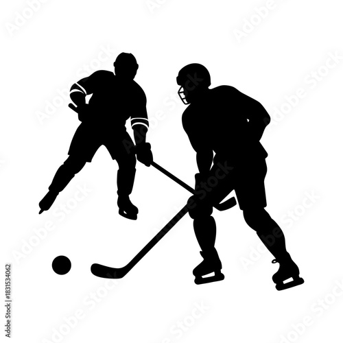 Ice Hockey Athlete Silhouette Vector Icon.