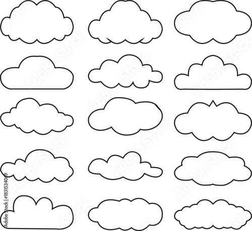 Cartoon vector cloud set icon illustration for blue sky weather design