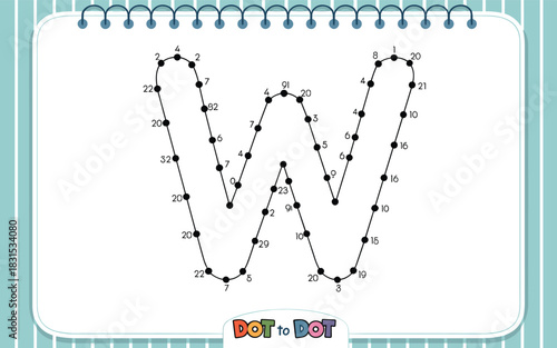 Dot to dot letter W activity page alphabet learning