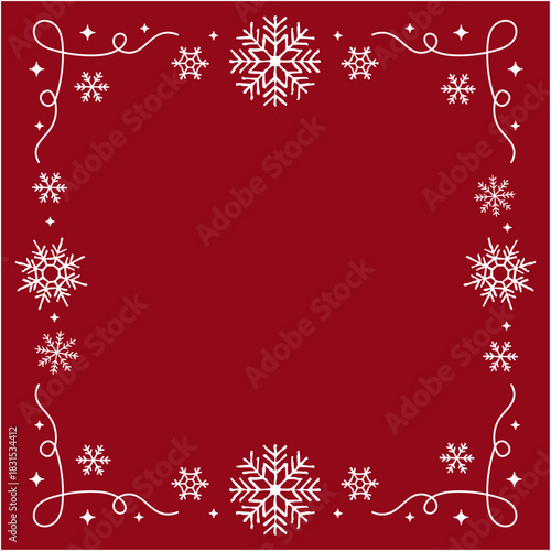 キラキラと雪の結晶のレトロなデコレーションフレーム 背景