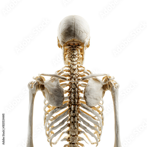 Professional Skeleton Back View Upper Body Isolated Image