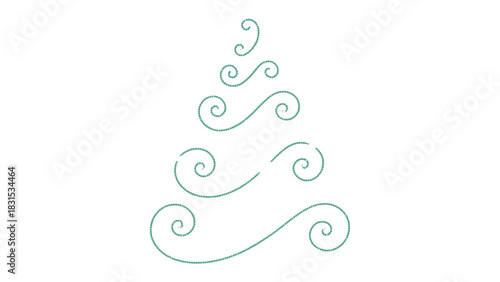 Whimsical Christmas Tree: A minimalist illustration of a Christmas tree is presented, constructed with elegant swirling lines, evoking a sense of festive cheer and artistic simplicity.