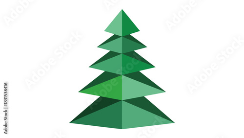 Geometric Pine Tree: A stylized illustration of a pine tree featuring geometric shapes and shades of green. Designed for modern themes.