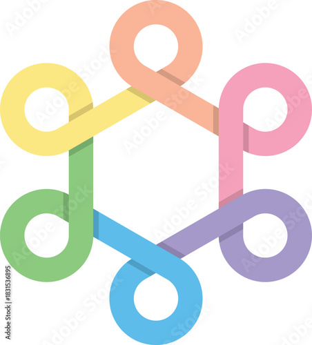 육각형 구조로 연결되어 순환하는 원의 모습형