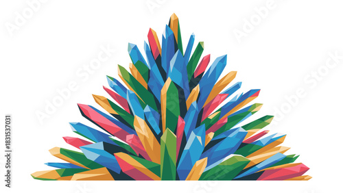 Colorful Crystal Cluster: A vibrant and captivating crystal cluster. Its multifaceted form reflects light in a stunning array of colors. The image emanates energy and wonder.