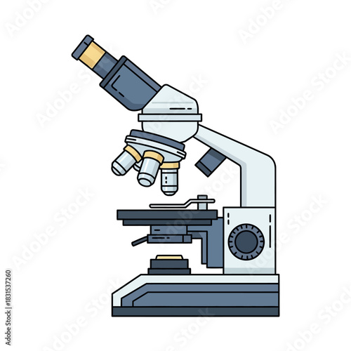 Detailed illustration of a microscope for scientific research and development purposes in a