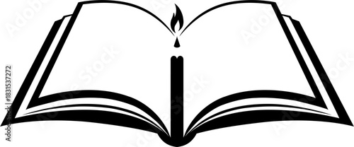 Book and Candle Vector Logo - Wisdom and Education Symbol