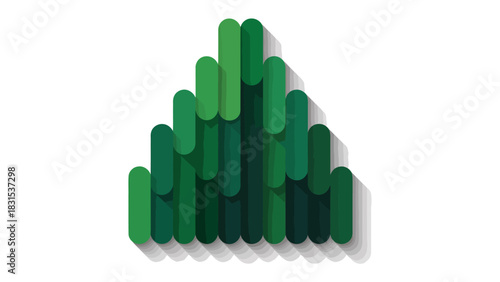 Geometric Greenery: A minimalist artistic design featuring a stylized triangular arrangement of elongated green shapes, evoking a sense of growth and the natural world.