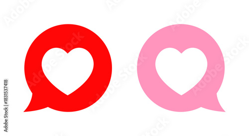 Speech bubble with heart icon. Romantic message and love communication symbol
