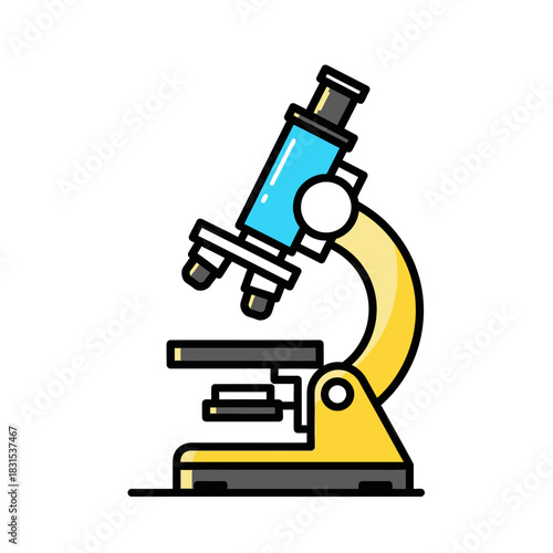Vibrant microscope illustration for scientific analysis and research depictions in laboratories