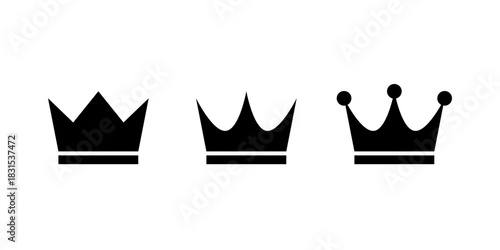 Simple crown icon set. Royalty, premium, and leadership symbol