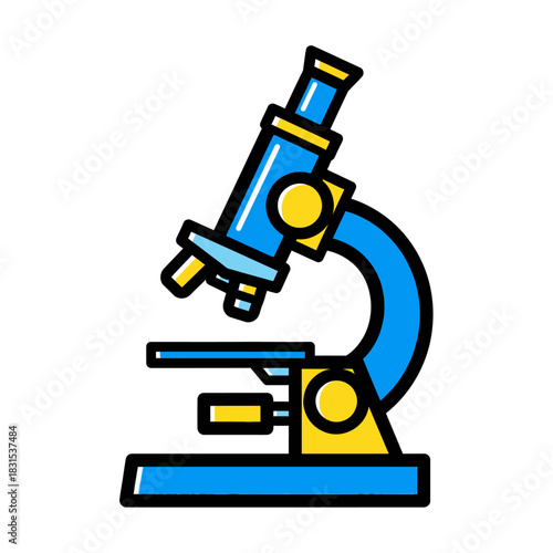 Stylized microscope illustration conveying scientific exploration and laboratory research
