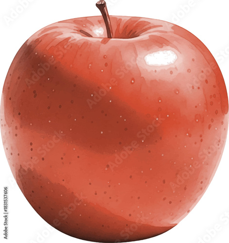 Fresh Ripe Red Apple with Stem