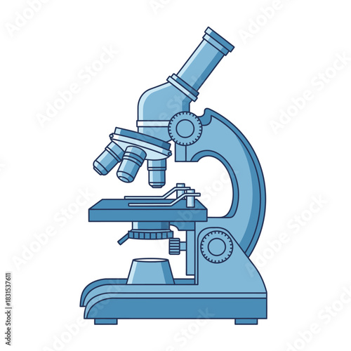 Detailed blue microscope illustration, perfect for educational or scientific projects