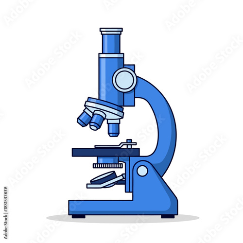 Intricate blue microscope illustration for science research and education concept
