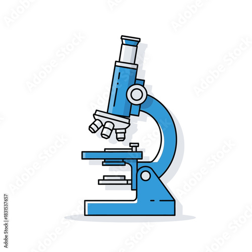 Blue microscope illustration, a symbol of scientific discovery and research tool