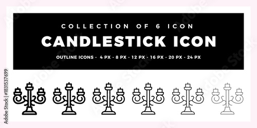 Candlestick Icon Collection. Outline Design Elements