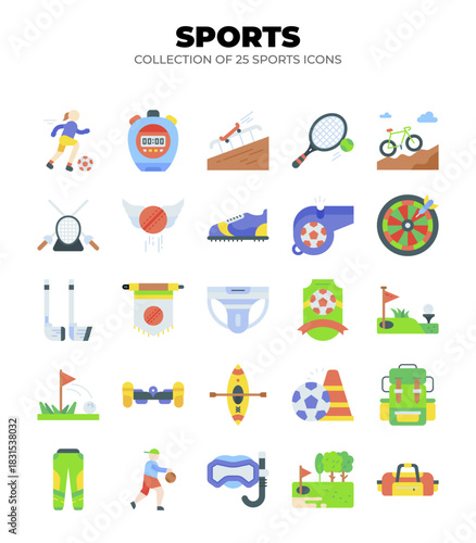 Collection of 25 Sport Icons. Flat Design