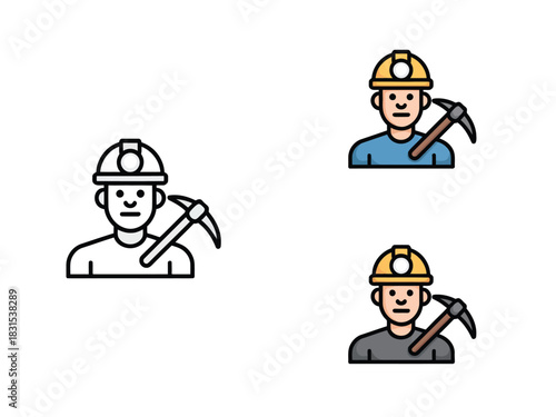 Miner icon showing the profession with a pickaxe and hard hat