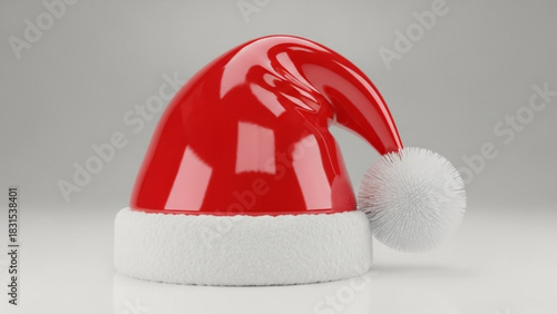 Festive Santa hat with fluffy pom pom for holiday cheer, a modern Christmas icon to add joy to your seasonal designs and promotions this year