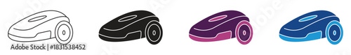 Smart Lawn Mower Icon Set, Vector illustration.