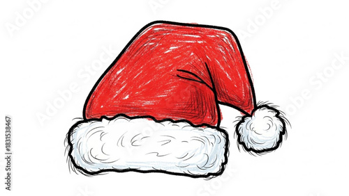 Whimsical sketch of Santa's hat brings festive cheer to your holiday designs, perfect for adding a joyful and playful touch to any project
