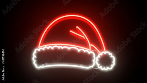 Brighten your holiday designs with this festive neon Santa hat, a perfect touch of modern Christmas cheer for social media, cards, and web banners