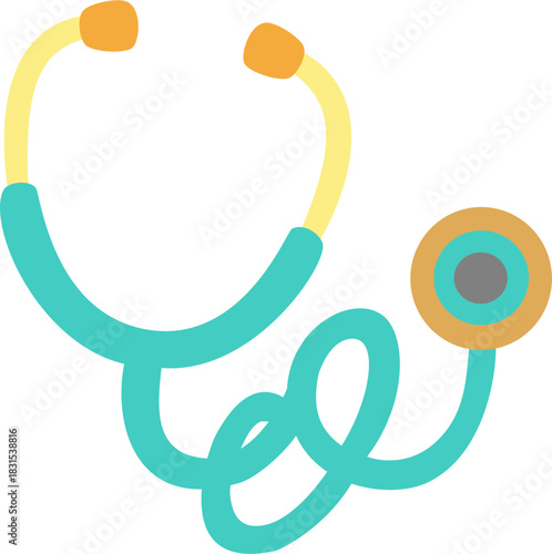 A colorful illustration of a stethoscope, a medical instrument used by doctors and nurses for auscultation.