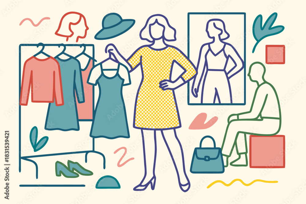 Obraz premium Fashionable Retail Shop Display Vector Design