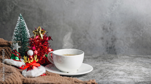 warm christmas coffee on Cozy knit shirt