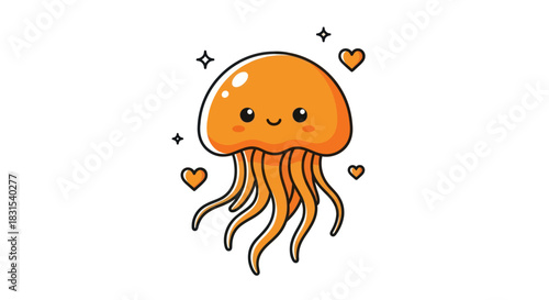 Cartoon jellyfish illustration with charming design and cheerful expression