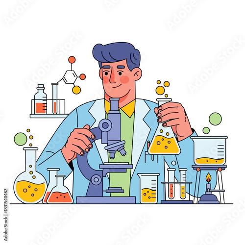 Scientist conducting innovative research with scientific tools and equipment analysis process