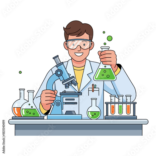 Scientist passionately conducting research in a modern laboratory with advanced equipment for