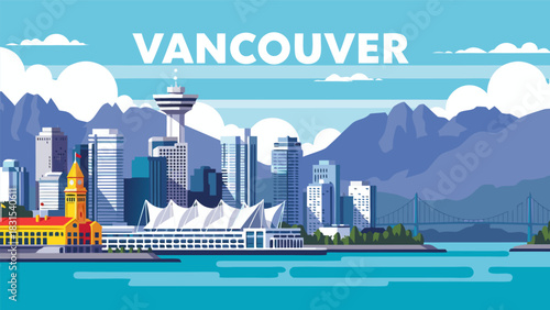 Vancouver City Skyline A Vibrant Vector Illustration of Urban Charm