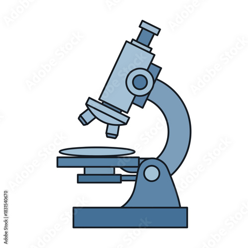Stylized microscope illustration for scientific studies and exploration visualization