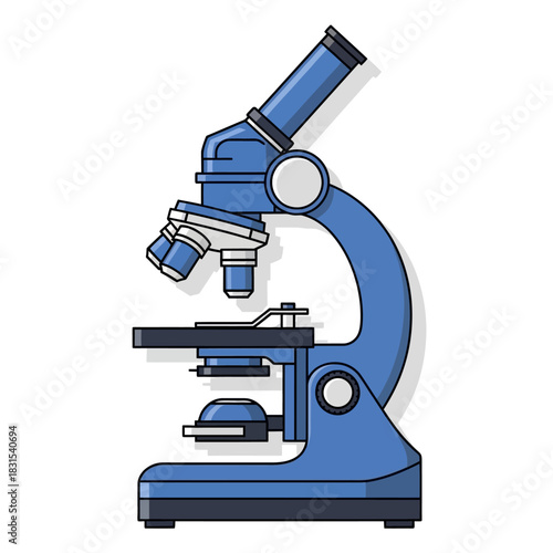 Detailed blue microscope illustration for scientific research and analysis visualizations