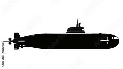 Silhouette of a Submarine Underwater – Military Ocean Vessel in Deep Sea