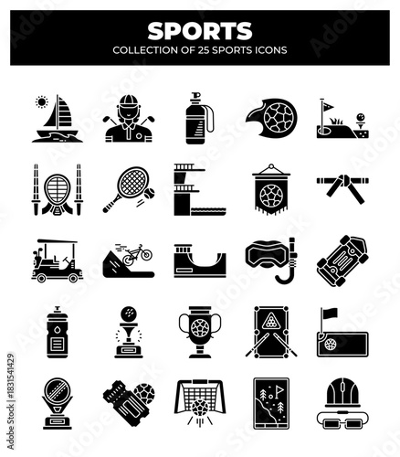 Collection of 25 Sports Icons. A Visual Guide to Various Sports and Activities