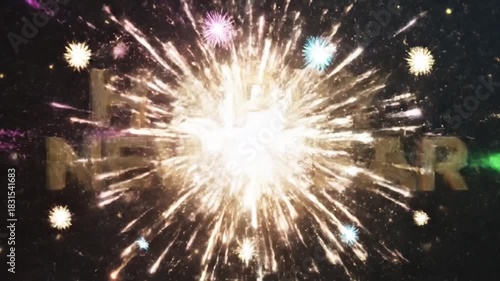 A glowing, neon number two surrounded by colorful streaks and explosions in a dark background