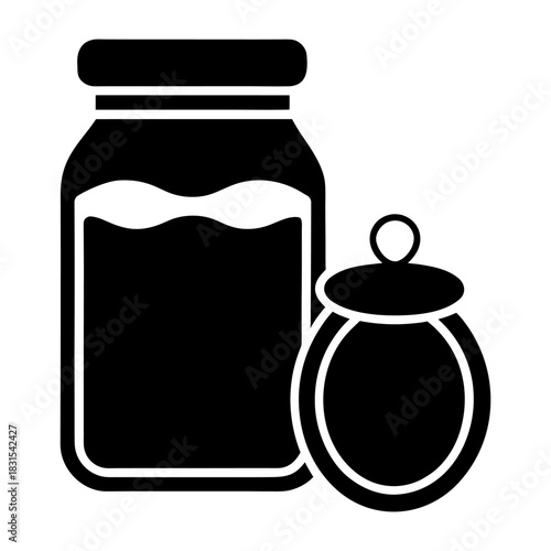 Jam Bottle Simple Vector Icon Design.